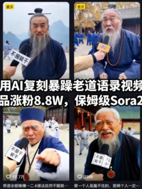 用AI复刻暴躁老道语录视频，21条作品涨粉8.8W，保姆级Sora2制作教学