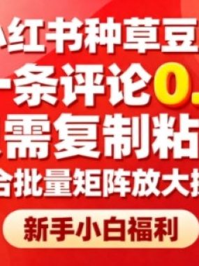 小红书种草豆包,一条评论0.5,只需复制粘贴,适合批量矩阵放大操作,新手小白福利
