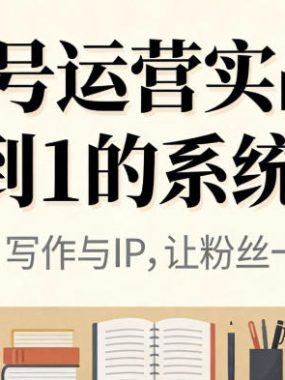 公众号运营实战，从定位到变现的全流程，从0到1的系统突围