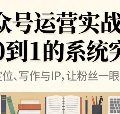 公众号运营实战，从定位到变现的全流程，从0到1的系统突围