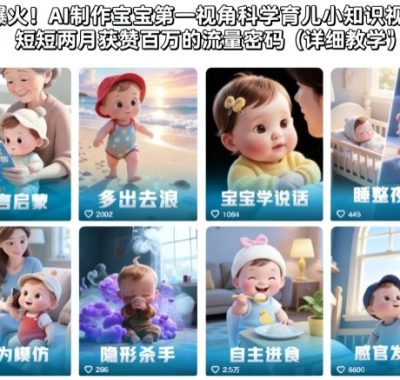 爆火！AI制作宝宝第一视角科学育儿小知识视频，短短两月获赞百万的流量密码（详细教学）