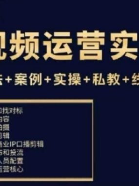 短视频运营实操课，运营方法+案例+实操+私教+线下闭门课