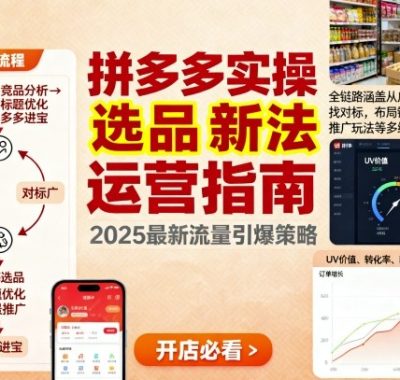王校长9月12拼多多实操新玩法，全链路涵盖从店铺选品、找对标，布局链接，推广玩法等多维度运营思路（更新）