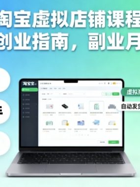 淘宝虚拟店铺课程,零成本创业指南,副业月入1W+