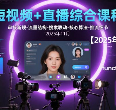 短视频+直播综合课程【2025年11月】,审核新规-流量结构-搜索联动-核心算法-推流细节